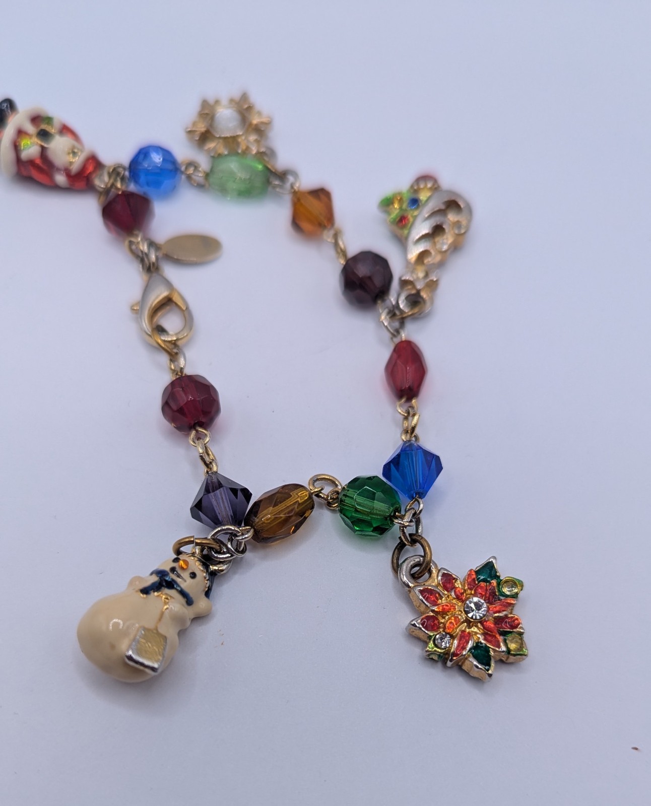 Christopher Radko Christmas Charm Bracelet with Glass Beads, Multicolor