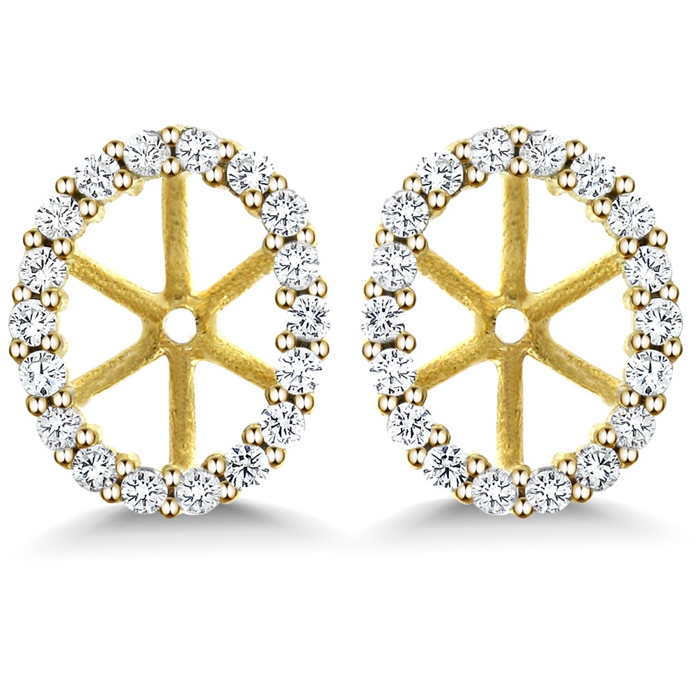 18K Yellow Gold Plated Silver Earring with Removable Jackets for 8X6MM Studs