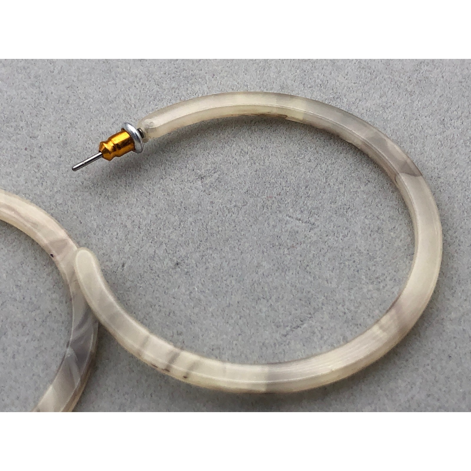 Hoop Earrings Set Multicolor Striped Octagon Cream Marbled Acrylic Resin