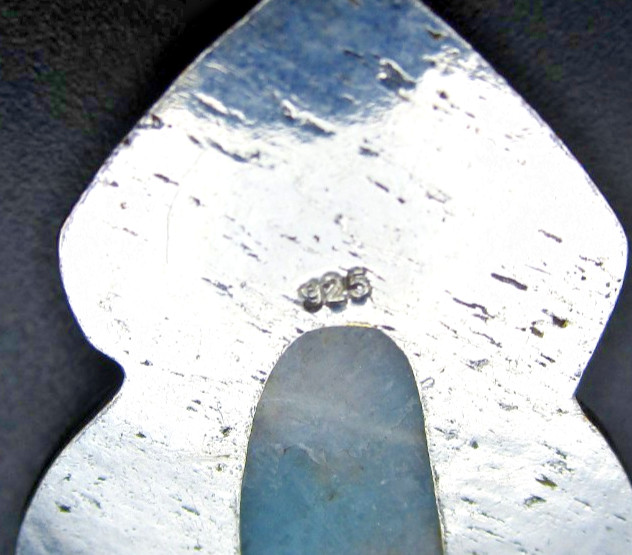 Larimar & Amethyst Gemstone Pendant , 925 silver, 2.25 inches