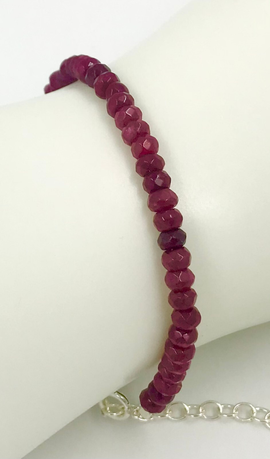 Genuine Ruby Gemstone Natural Color 925 Silver adjustable Bracelet US SELLER