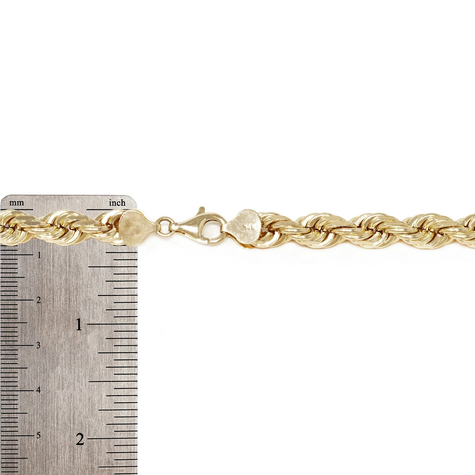 14k Yellow Gold Solid Diamond Cut Rope Chain Necklace 24″ 7mm 97.2 grams