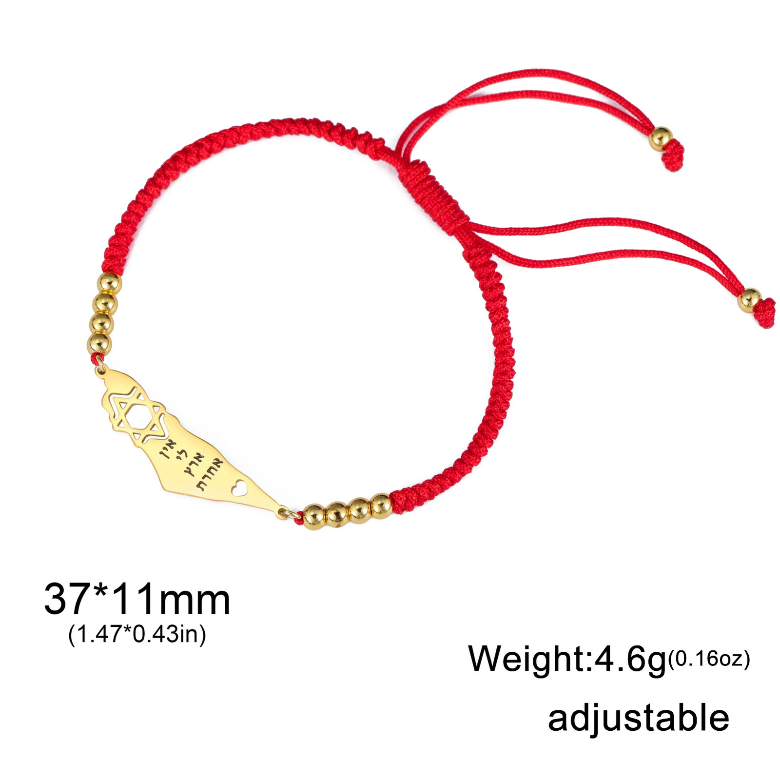 Israel Map Bracelet Stainless Steel Star of David Braided Rope Jewelry Gift