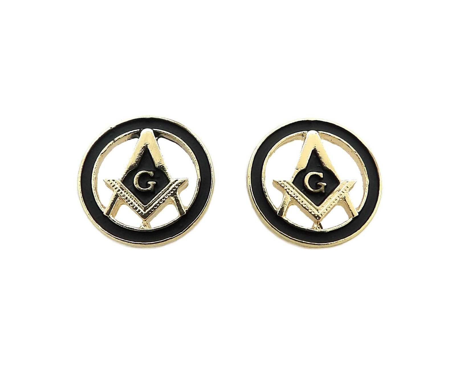 Black Bordered Masonic Freemason Surgical Steel Post Pierced Stud Earring XE1231