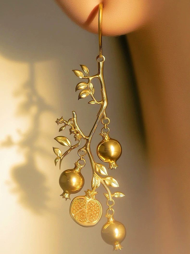 Gold plated pomegranate drop earrings chinese style new chinese fashion 1 pair-