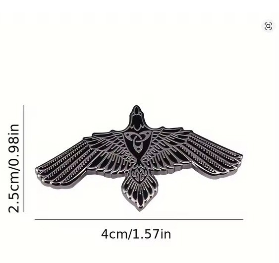 Flying Bird Celtic Knot Enamel Pin Viking Raven Badge Black Silver 4×2.5cm