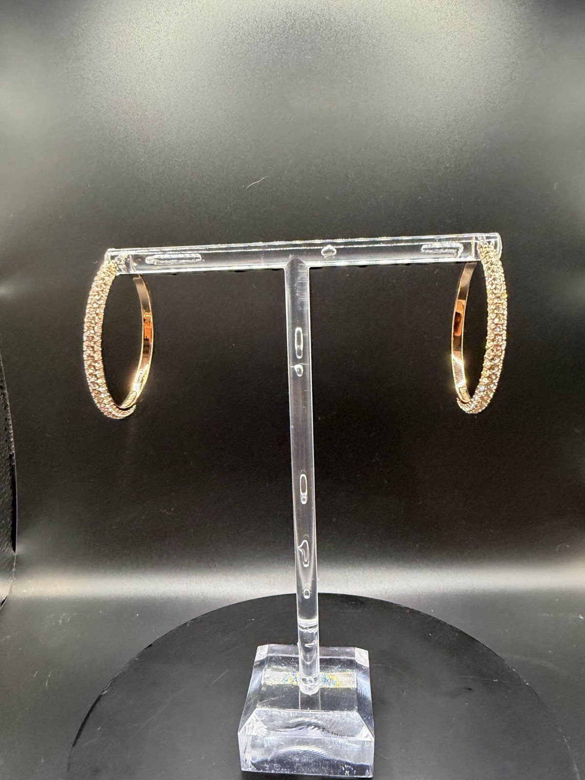Origami Owl Hoop Crystal Earrings Gold Tone