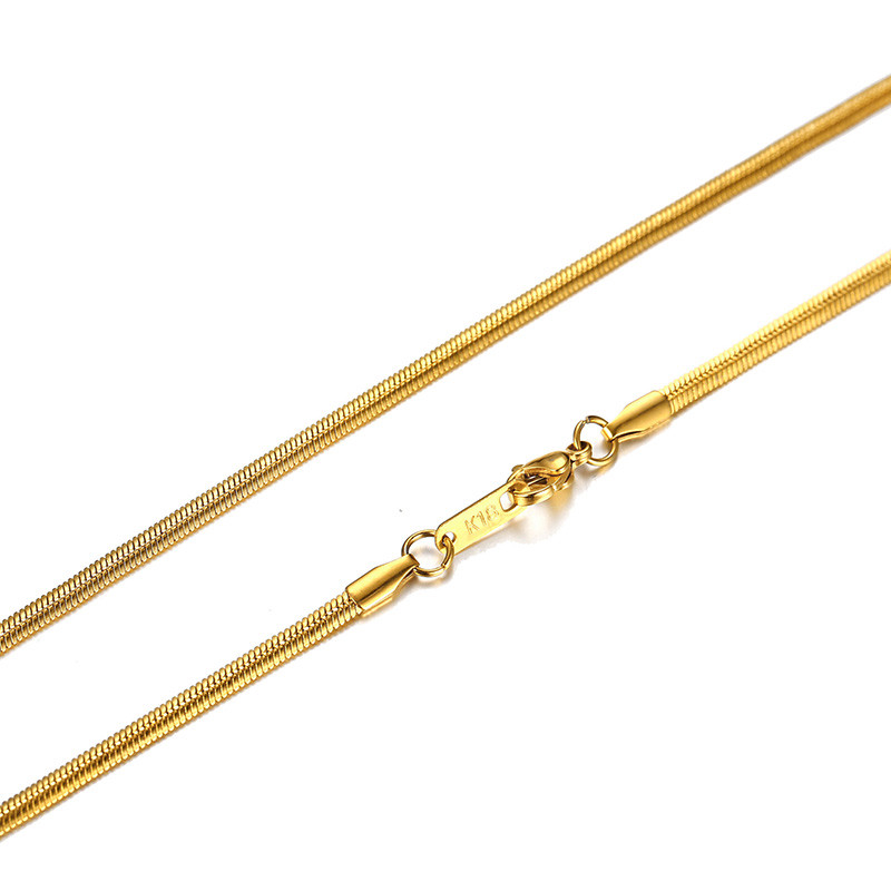 Gold Men Necklace Chain Snake Rolo Cable Curb Link Stainless Steel 24″ w/18K Tag