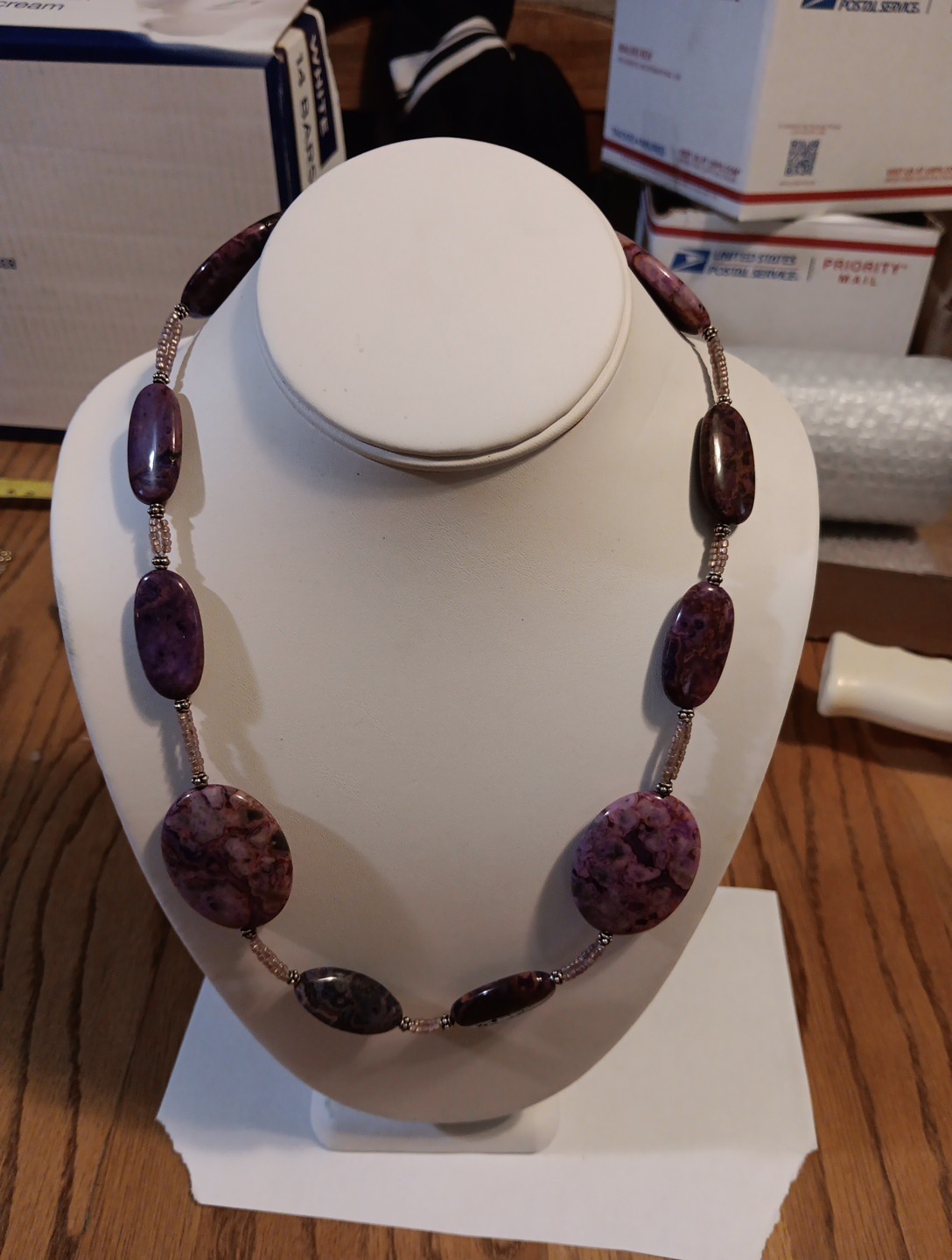 Purple Stone Necklace. 23 In Long