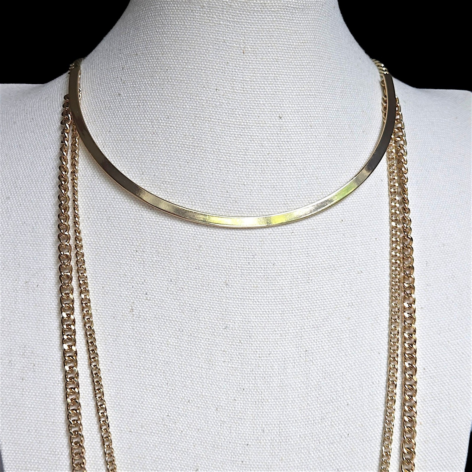 BCBGeneration Multi Strand Choker Layered Chain Gold Tone Long Necklace 15″-20″