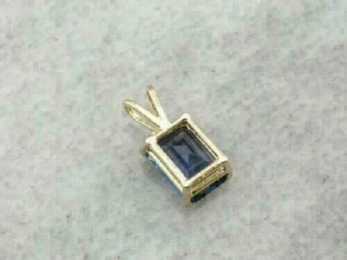 1.89 Ct Emerald Cut Blue sapphire Pendant Wedding Pendant 14k Solid Yellow Gold