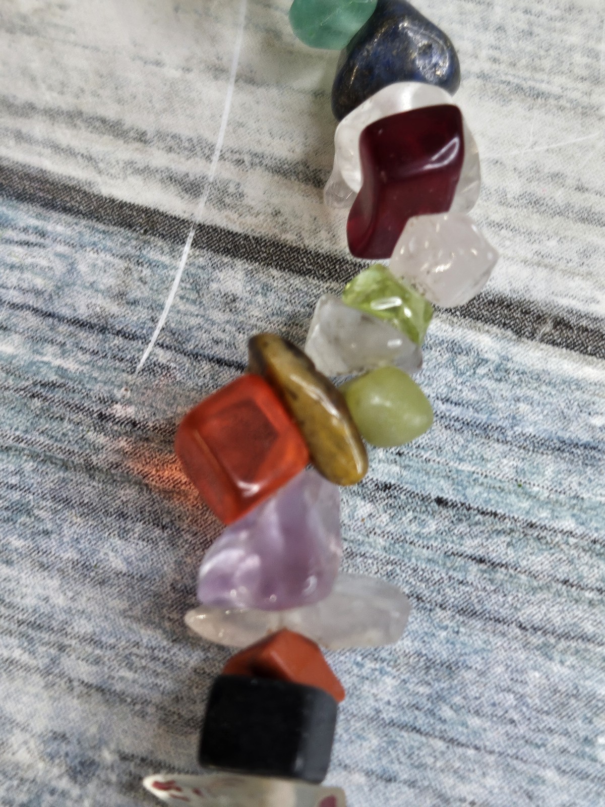 Semi-precious Stone Chips Necklace 16″ Colorful Natural