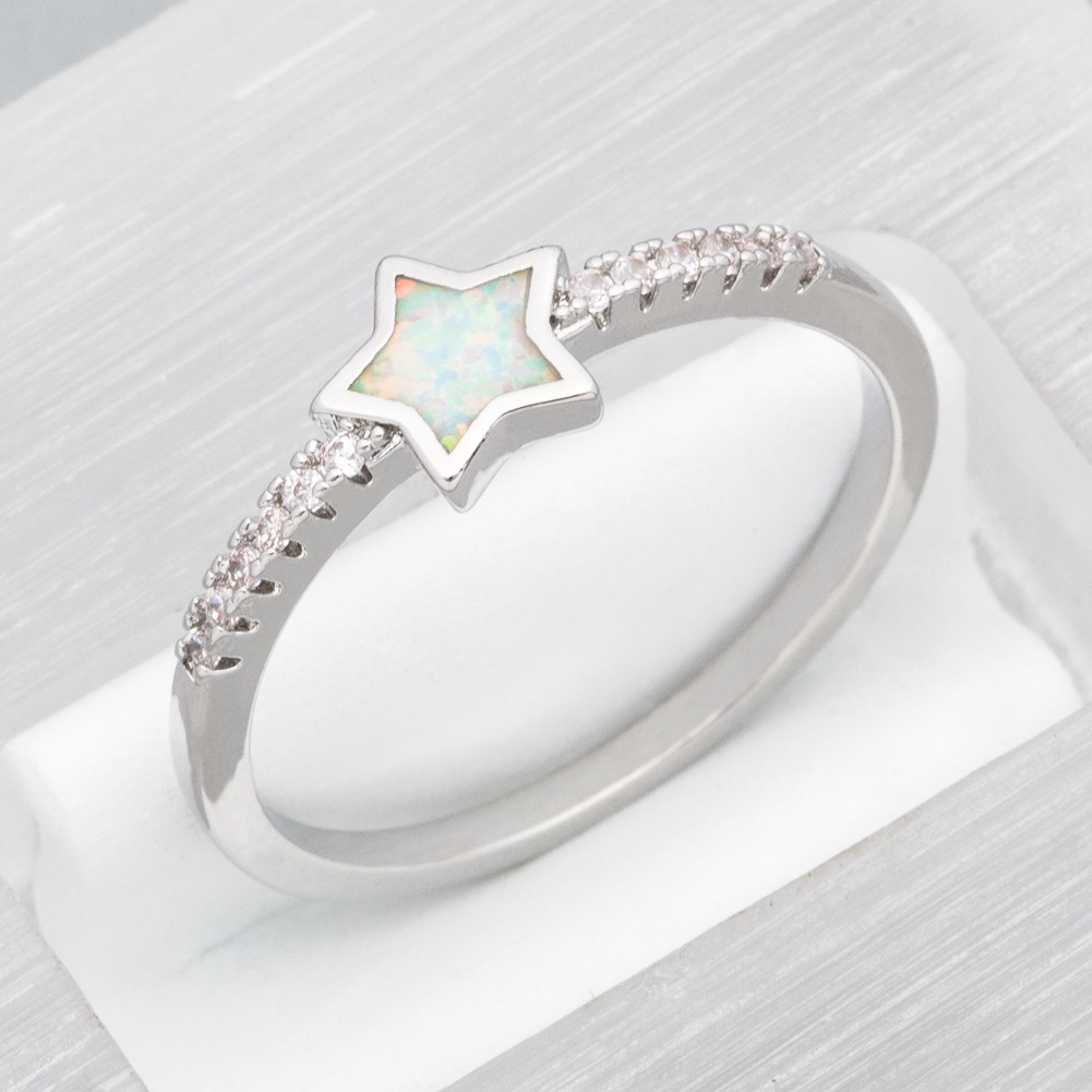 Srat White Fire Opal CZ Silver Jewelry Holiday Classic Women Ring Size 7 8 9