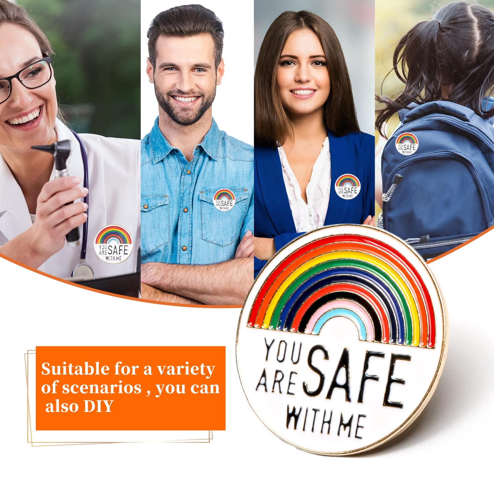 ALMHH You are Safe with Me Pin, Pride Jewelry Ally Enamel Pins, Lgbtq Pin, Nu…