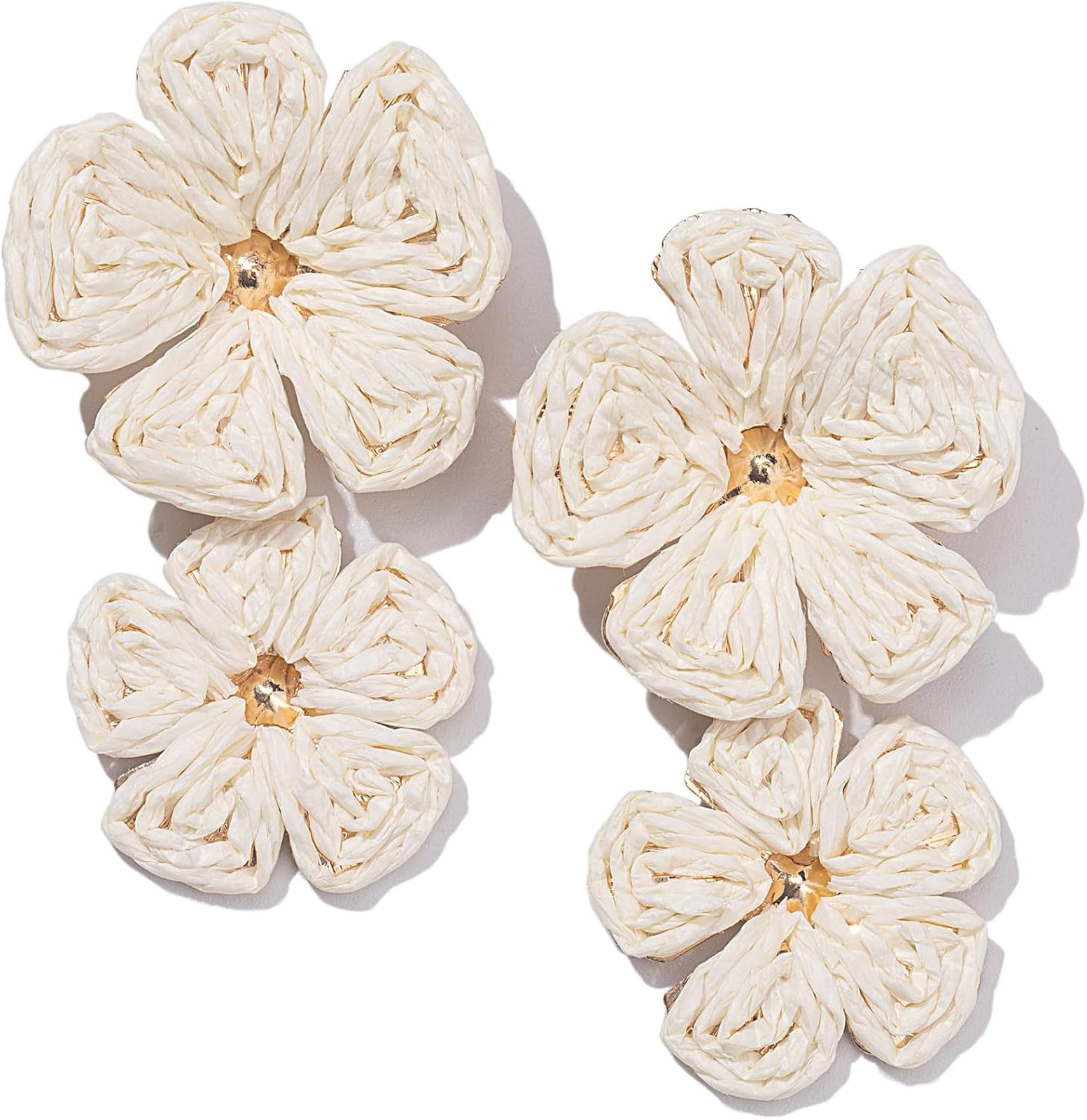 Women’s Drop Earrings Boho Flower Raffia Dangle Jewelry Summer Vacation Casual