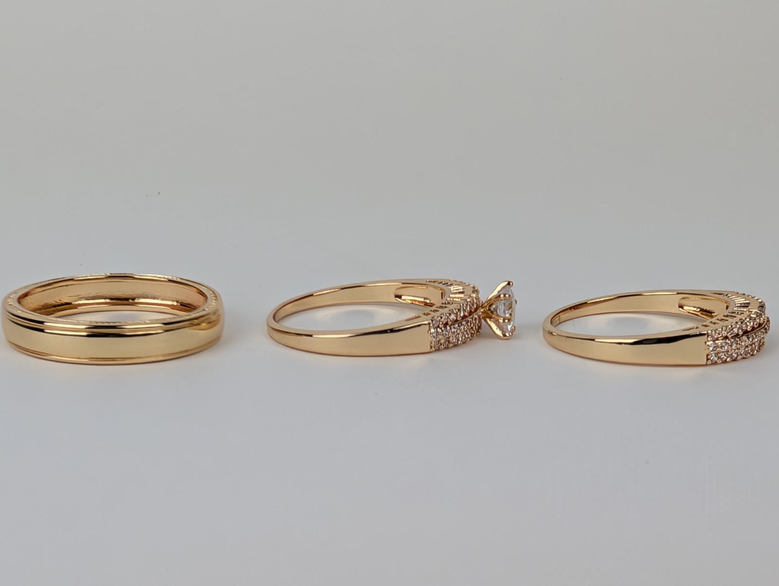 *Untested* 3 Pcs Set Gold CZ Ring Size 13