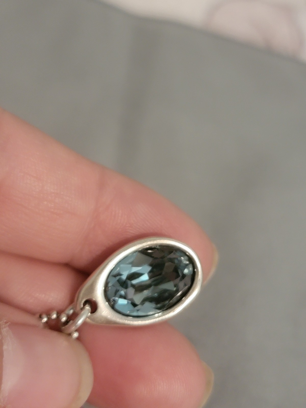 UNO De 50 Blue Oval faceted crystal Pendant Necklace