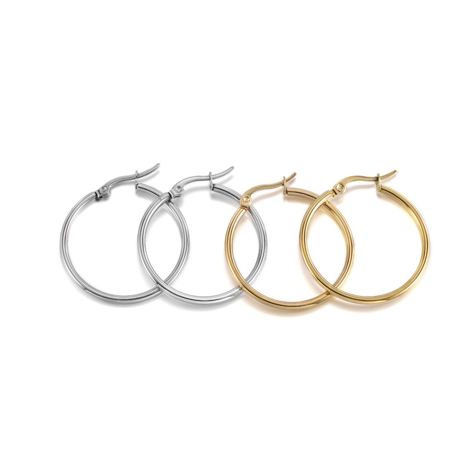 10/20/50pcs Silver Stainless Steel Small Huggie Hoop Earrings for Women Girl Set