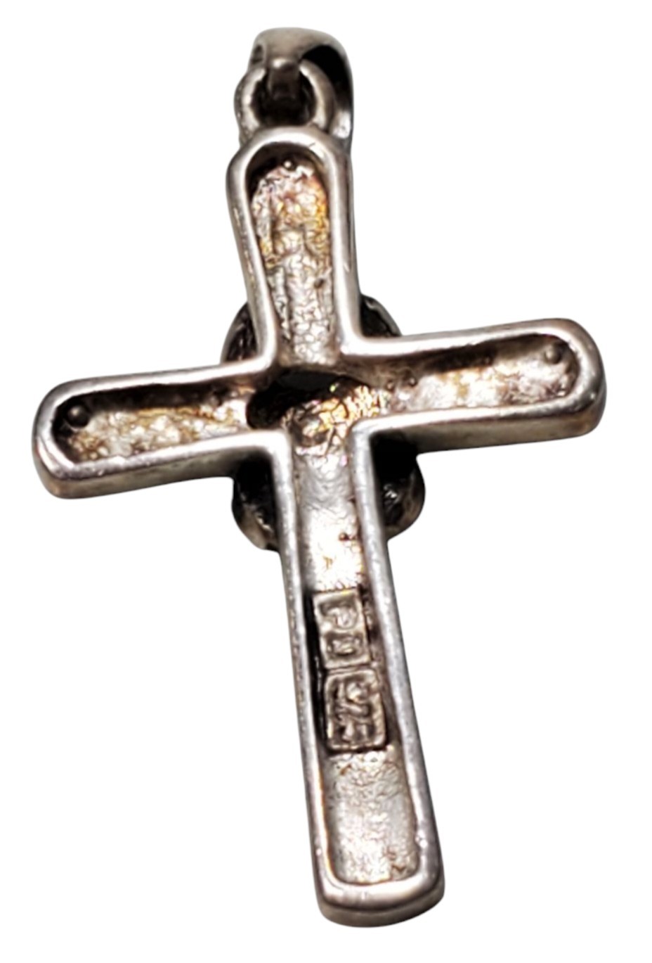 925 Sterling Silver Marcasite Vintage Religious Cross Pendant W/ Stones 2.53g