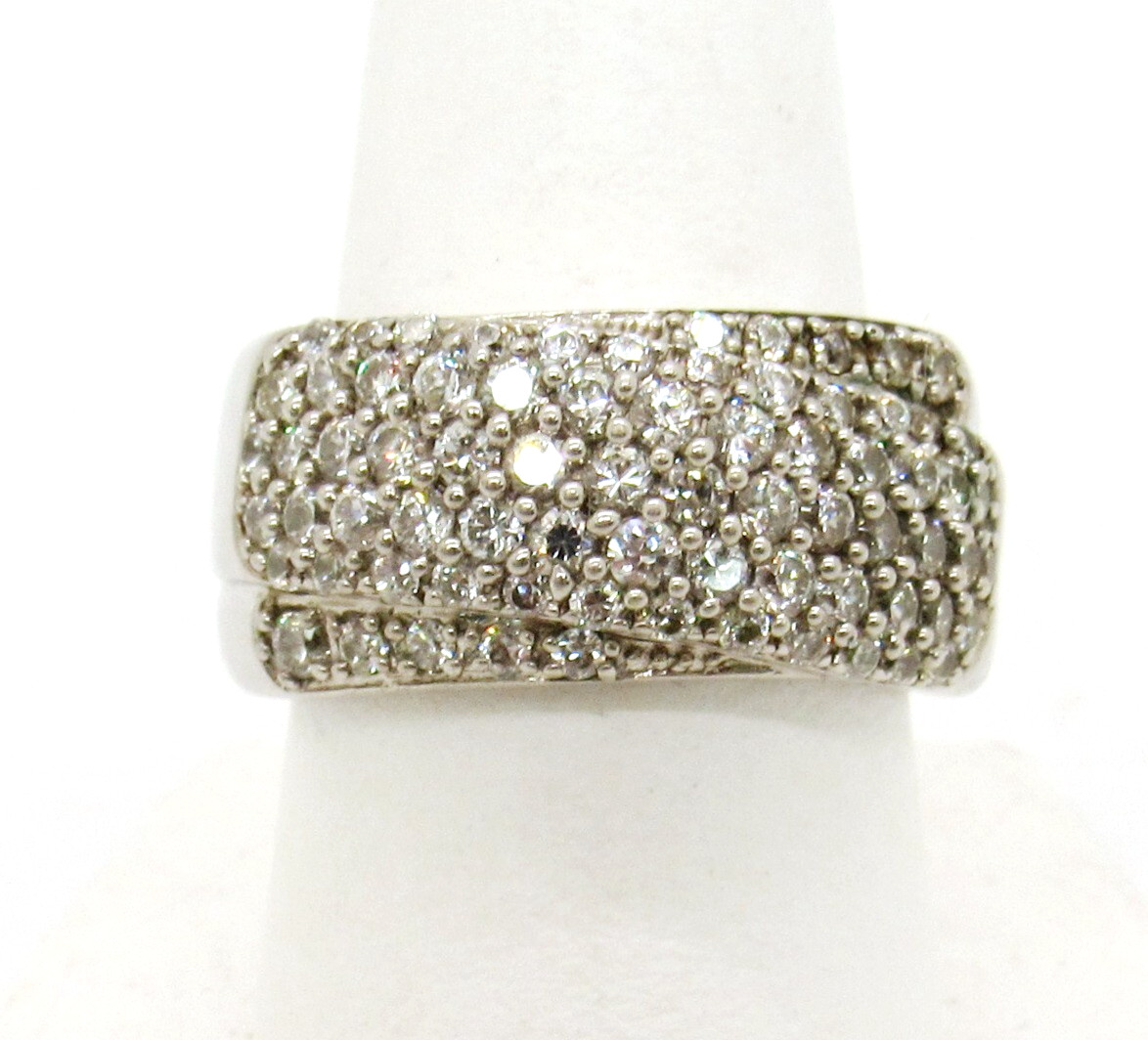 STERLING SILVER .925 SAMUEL B. BJC ETERNITY CZ CRISS CROSS WRAP BAND SIZE 9 RING