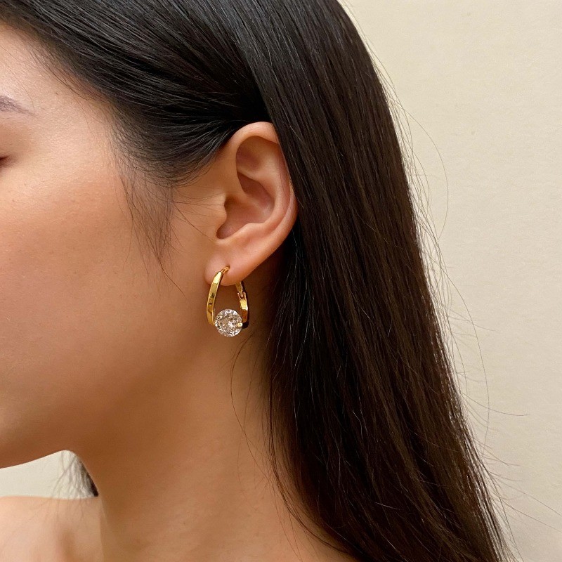 Women’s Fashion Golden Earrings Elegant Zircon Earrings Zinc Alloy Jewelry Gift