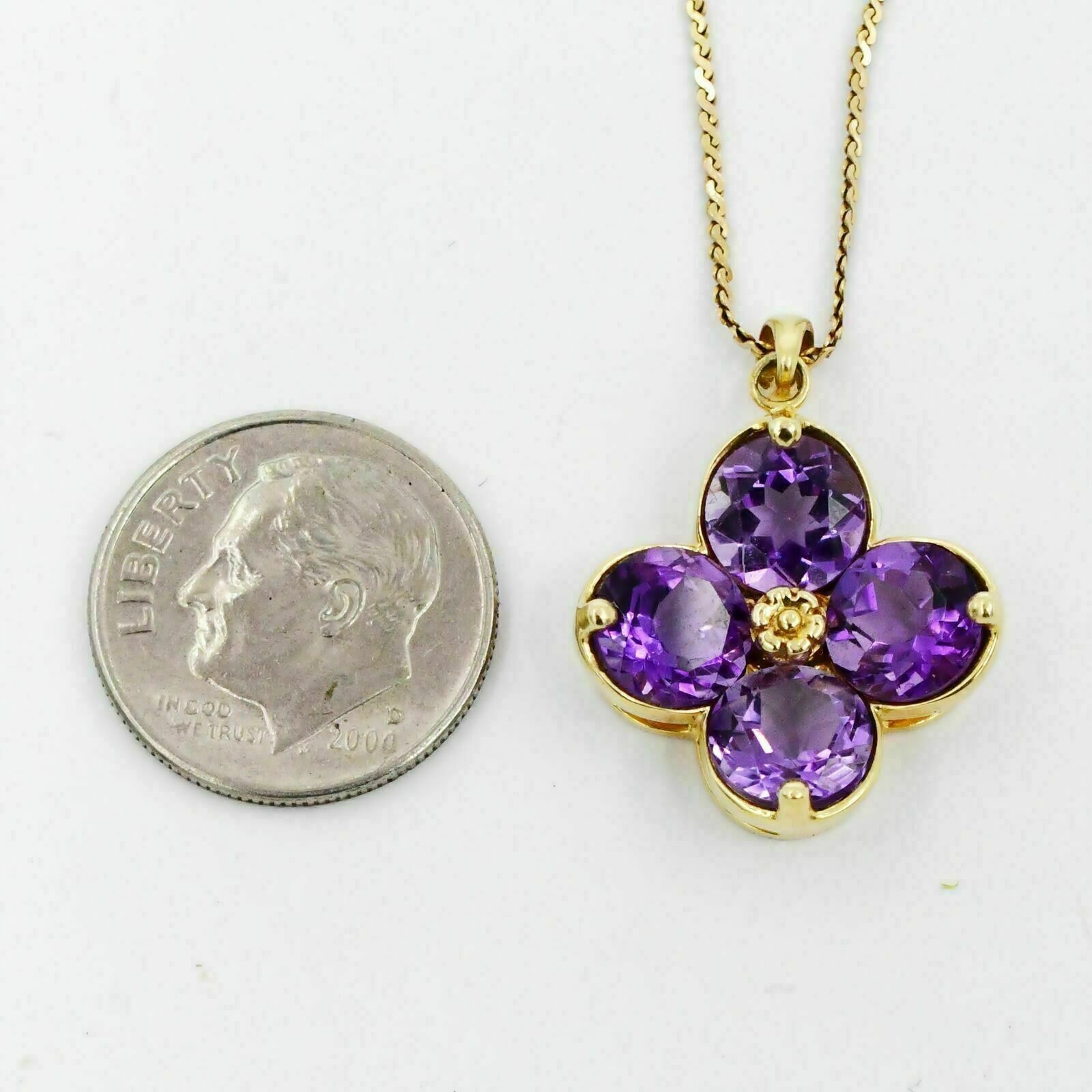 2.2Ct Round Cut Lab Created Purple Amethyst Flower Pendant14K Yellow Gold Plated