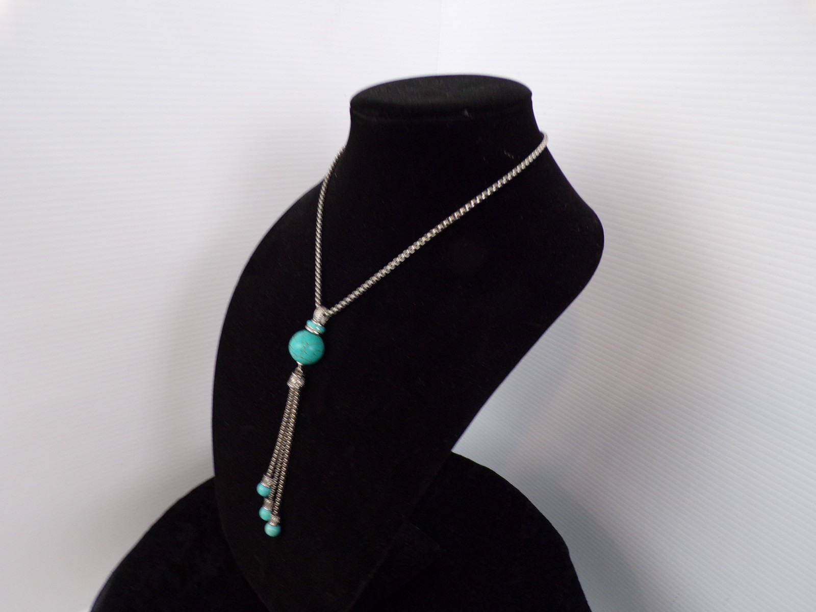 Jewelry Womens Necklace 16″ Tight Loop Chain Turqoise Silver/Turqoise
