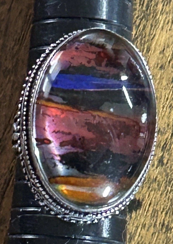 45582. Size 8.5 Ammolite Opal Gemstone Handmade Antique Design Ring