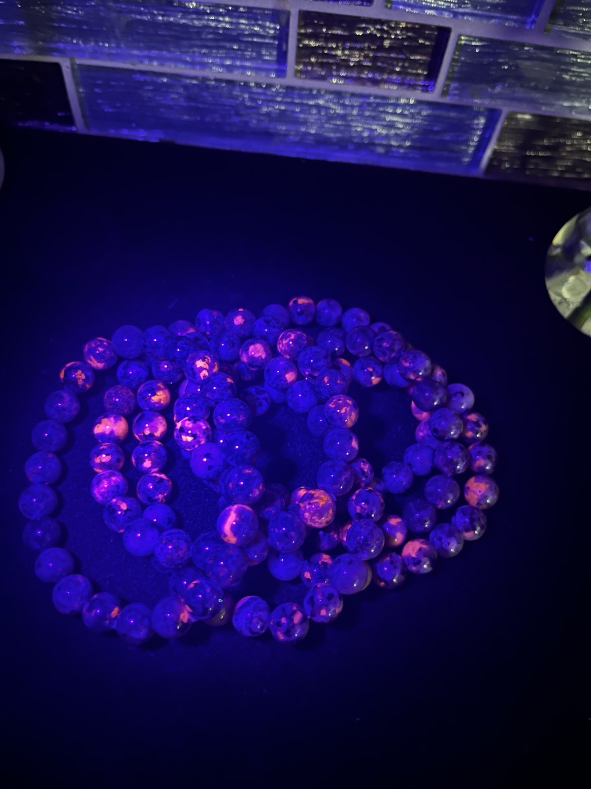 Natural Yooperlite crystal beaded bracelet UV Reactive 8mm beads