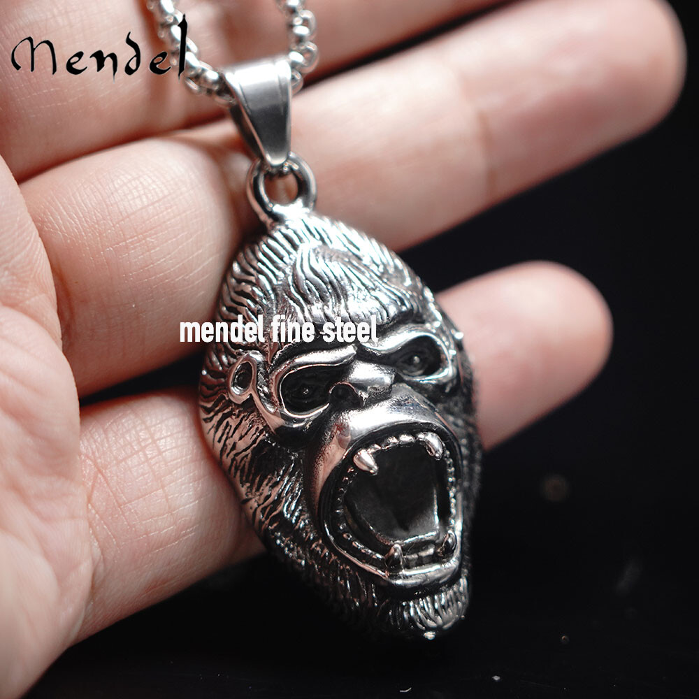 MENDEL Boys Men’s Stainless Steel King Kong Ape Monkey Pendant Necklace For Men