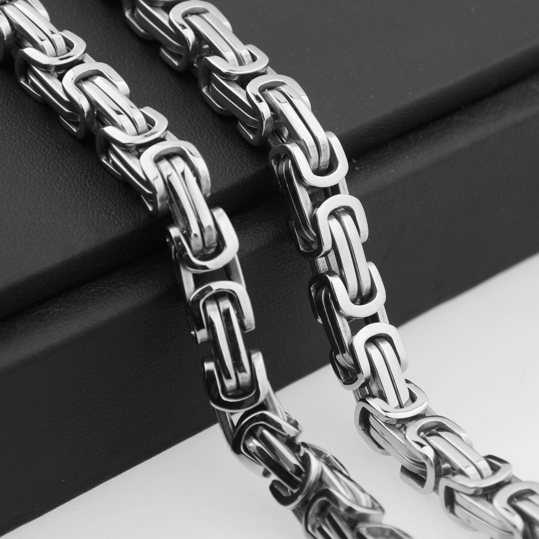 4-15MM Charm Stainless Steel Silver Byzantine Box Chain Men Women Necklace 7-40″