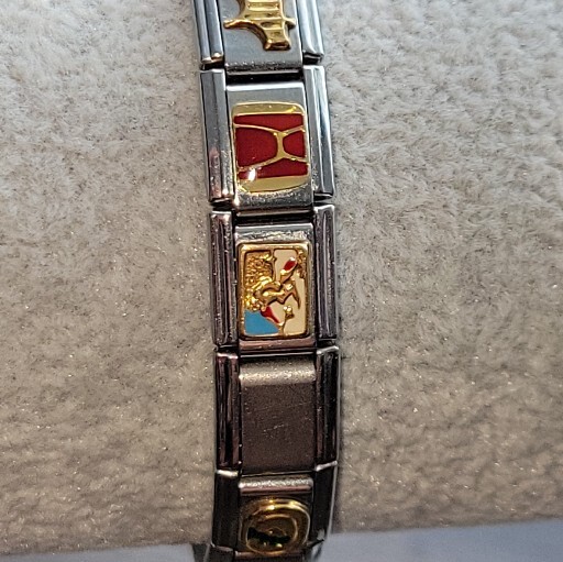 Persona Links Casa D’Oro Italy Stainless Steel Link Stretch Charm Bracelet Italy