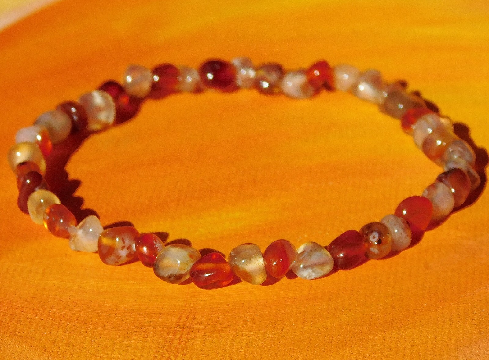 Handmade To Order – Gemstone Chip Beaded Bracelet – Natural Carnelian.