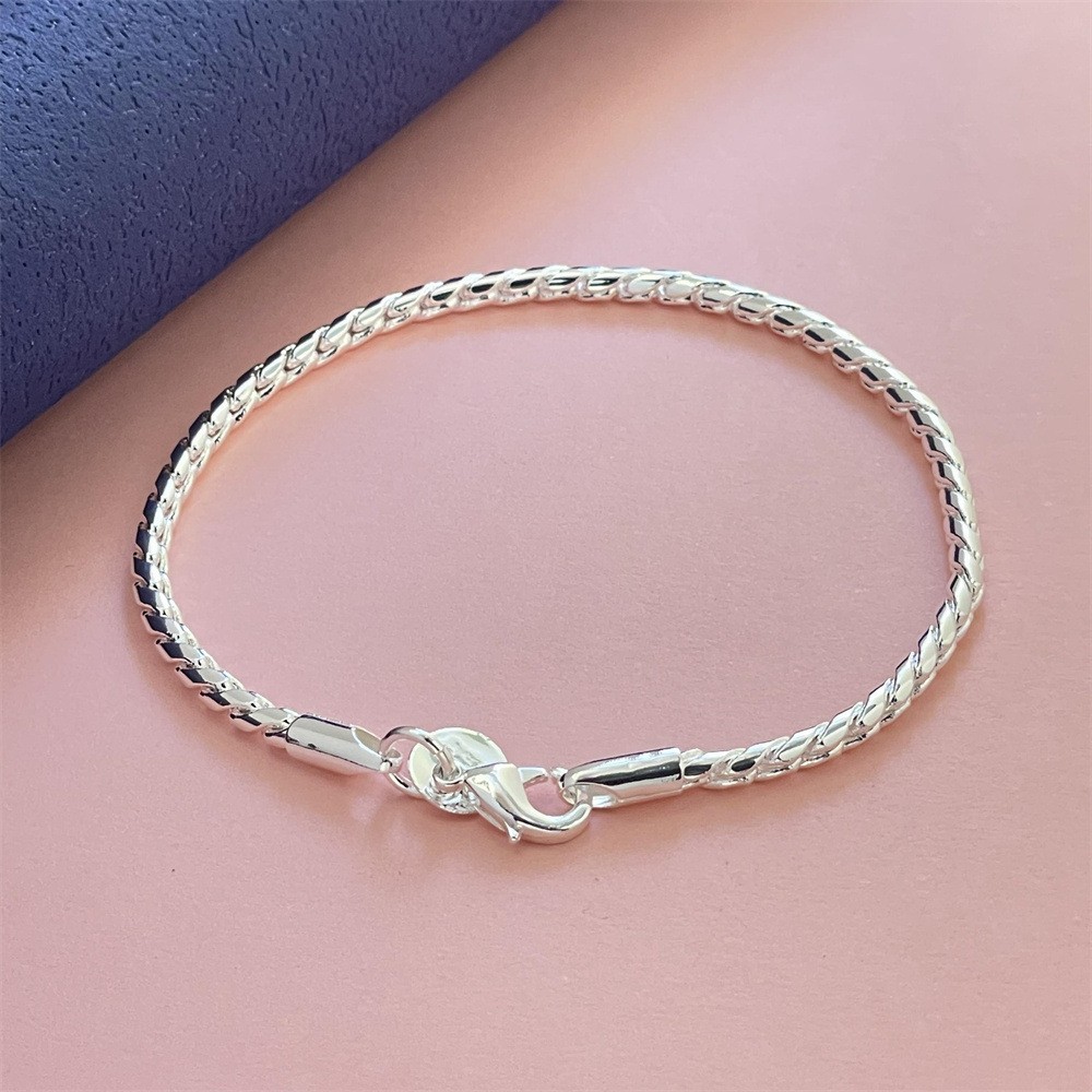 Mens Womens 925 Sterling Silver Twisted Rope Chain Bracelet #B610