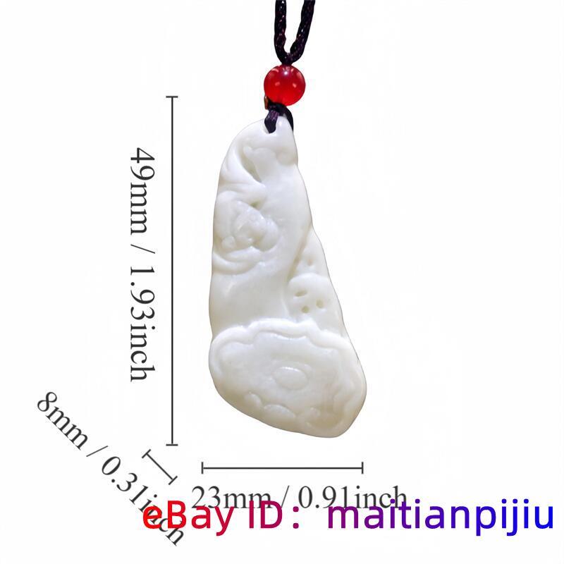 Natural White Real Jade Bat Pendant Necklace Vintage Talismans Carved Jewelry