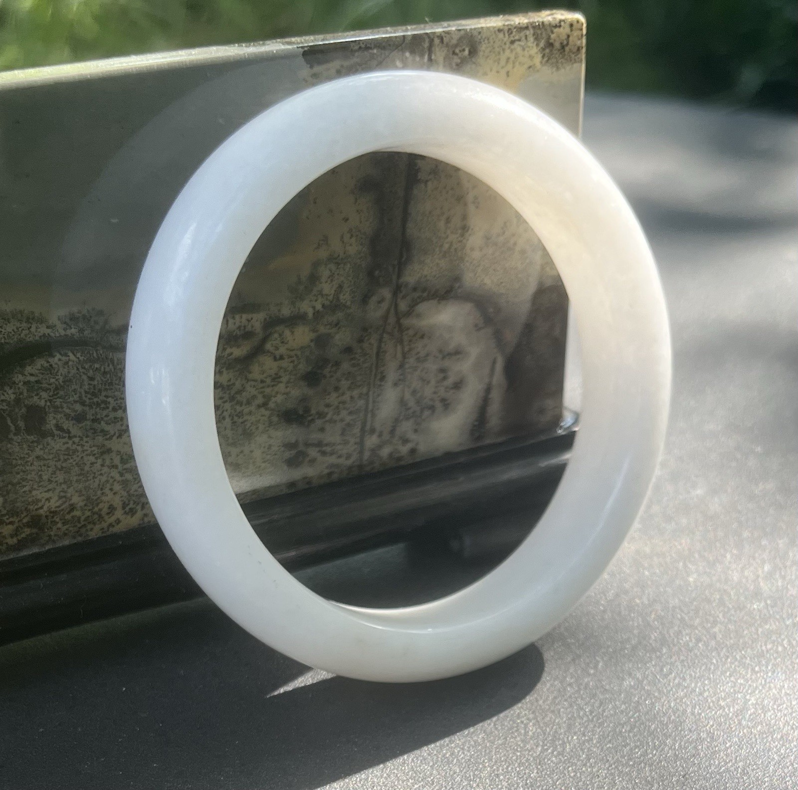 7-1/4″ White Jade Bangle Bracelet 57mm 60grams 2ounces 15x13mm