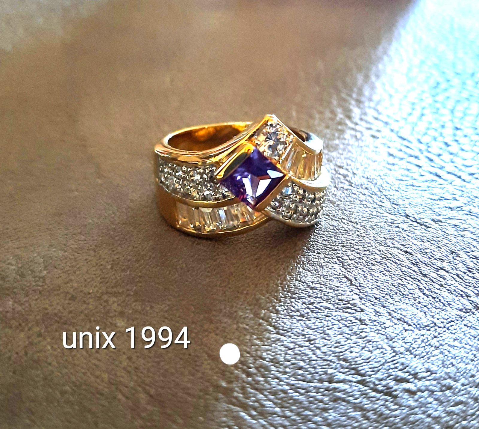 Stunning 4.5 carats of Simulated Tanzanite-Amethyst and Diamonds Cocktail Ring