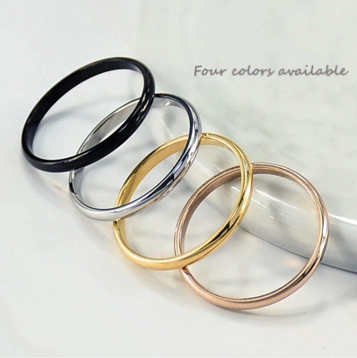 2mm Thin Stackable Personalised Engraved Minimalist Ring Woman Titanium Custom
