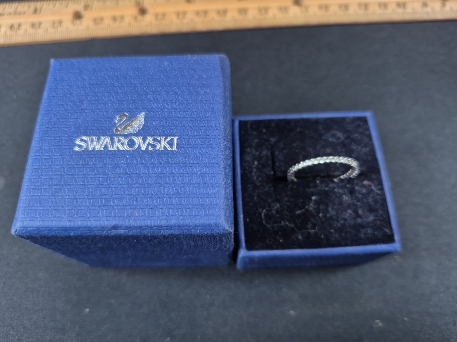 Swarovski Vittore Eternity Band Ring Clear Crystal Rhodium Size 55 US 7 w/ Box