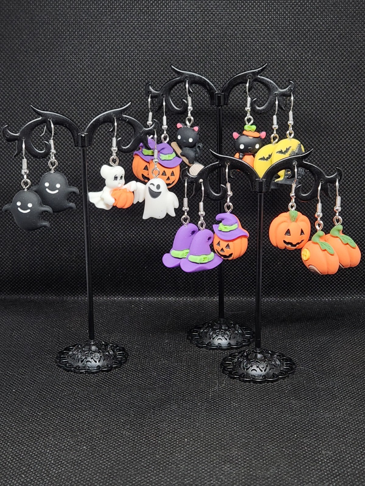 Halloween Dangle Earrings Ghost Pumpkin Cat Witch Hat Haunted House FREE…