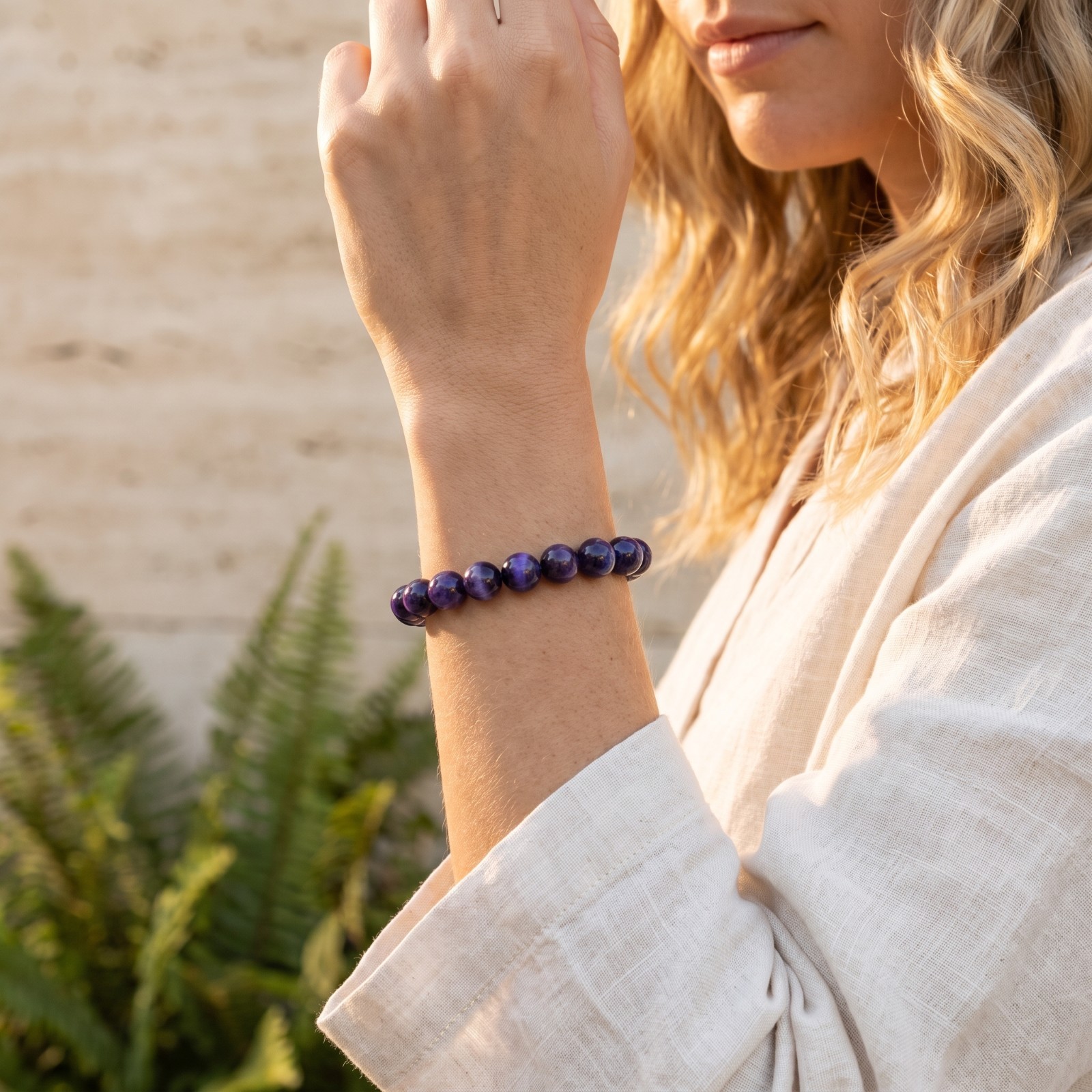 Genuine Sugilite Beaded Bracelet Natural Stone Smooth Round Stretch Boho 8mm