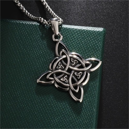 Wicca Pagan Witch Symbol Celtic Knot Pendant Triquetra Trinity Silver Necklace