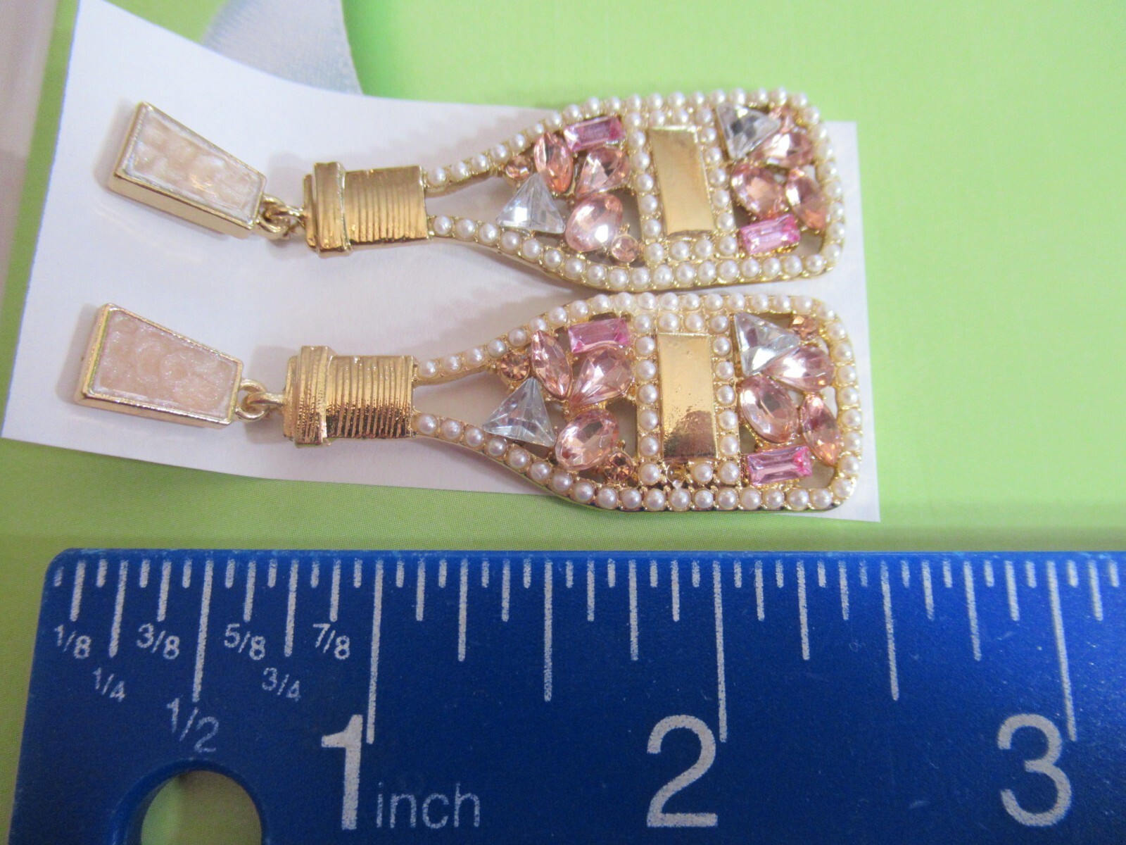 2.50″ POPPED CORK CHAMPAGNE BOTTLE & CHAMPAGNE GLASS RHINESTONE PEARL EARRINGS