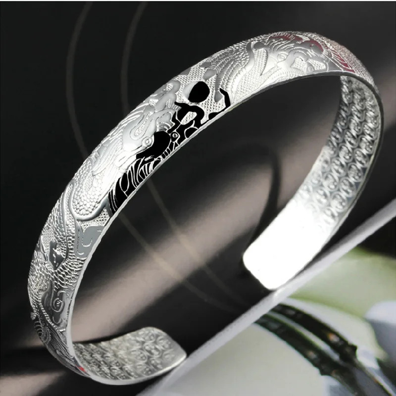 Sterling Silver Bracelet Open Cuff Animal Motif Polished Smooth Finish Jewelry