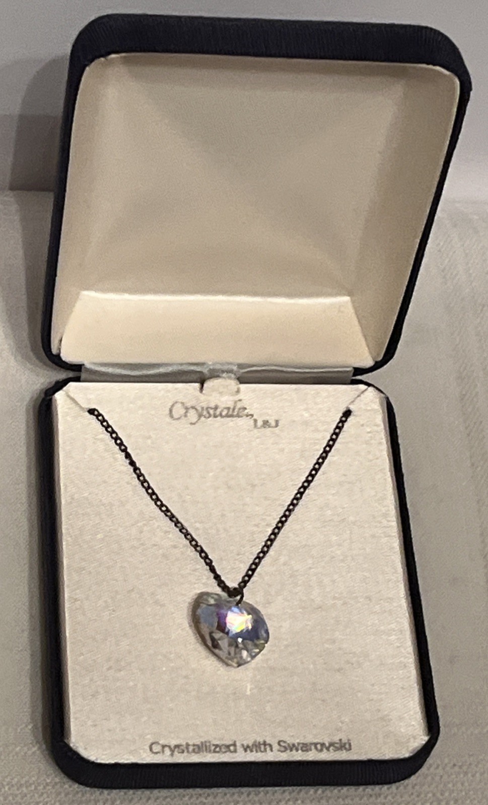 Vintage 1990s Crystale Crystallized With Swarovski Heart Pendant Necklace New!