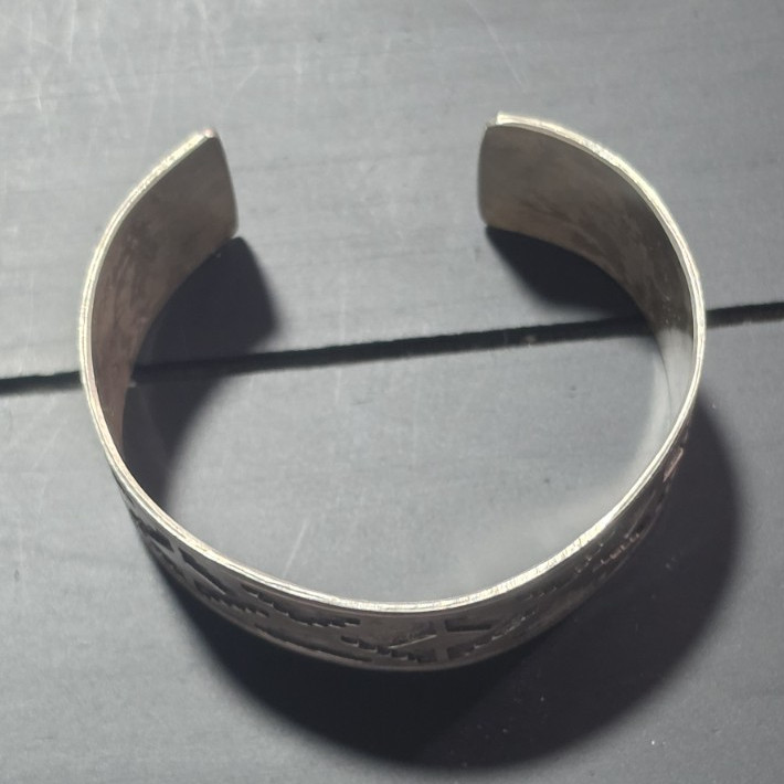 vintage Hopi Indian sterling silver overlay cuff bracelet
