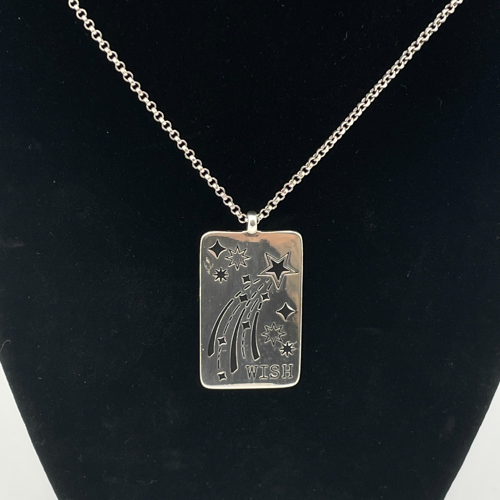 BRIGHTON Emblem Wish Necklace Silver Plate Shooting Star Pendant Adjust 23in NEW