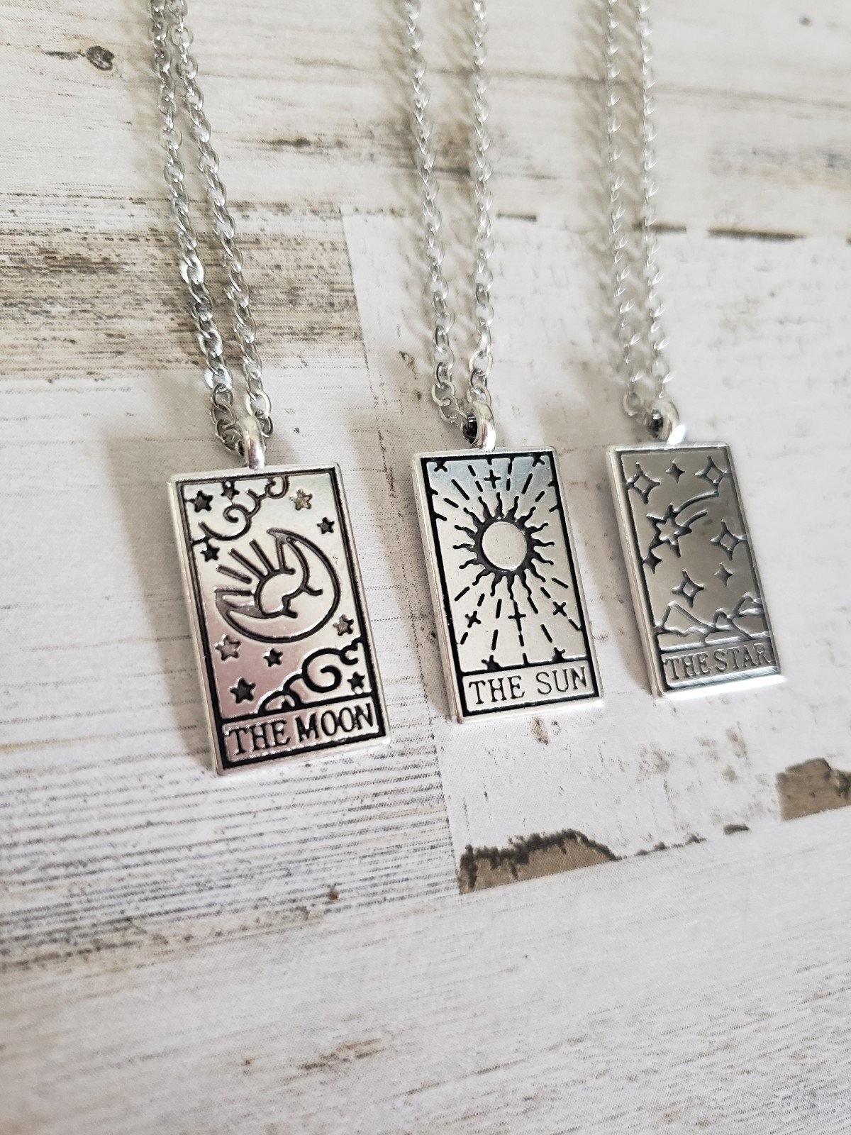 Tarot necklace fortune card sun moon stars jewelry gift past