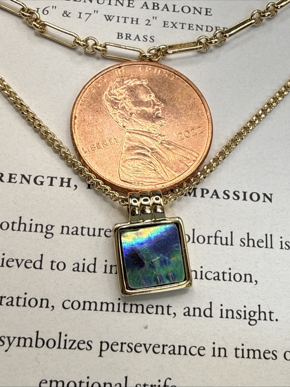 Luna Norte Genuine Abalone Layered Necklace Set -14KT Gold Plated Brass-Colorful