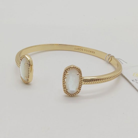 New Kendra Scott Elton Gold Cuff Bracelet in Ivory Mother-of-Pearl